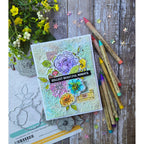 Tim Holtz Floral Elements Stamps with Simon Says Stamp Dies Bundle setfe26 Colorful Flowers Card Kulbir Kirkland
