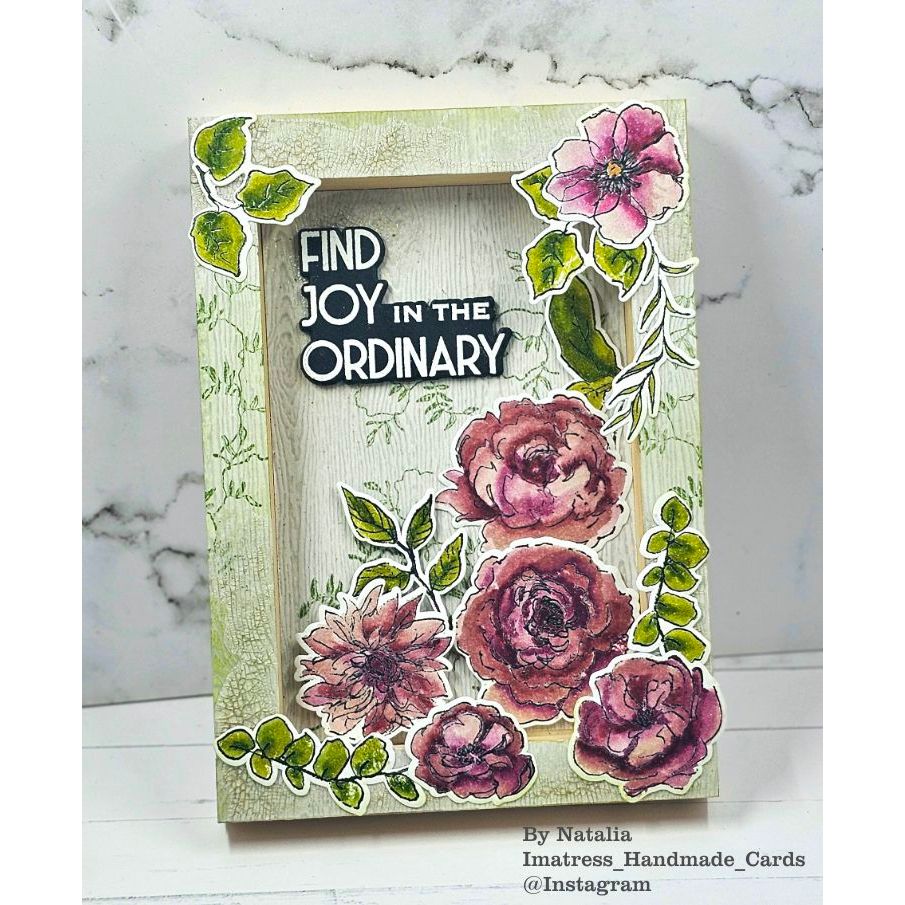 Tim Holtz Floral Elements Stamps with Simon Says Stamp Dies Bundle setfe26 Natalia Alton Roses Frame
