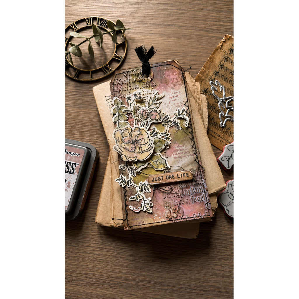 Tim Holtz Floral Elements Stamps with Simon Says Stamp Dies Bundle setfe26 Zoey Scarpelli Vintage Flowers Tag