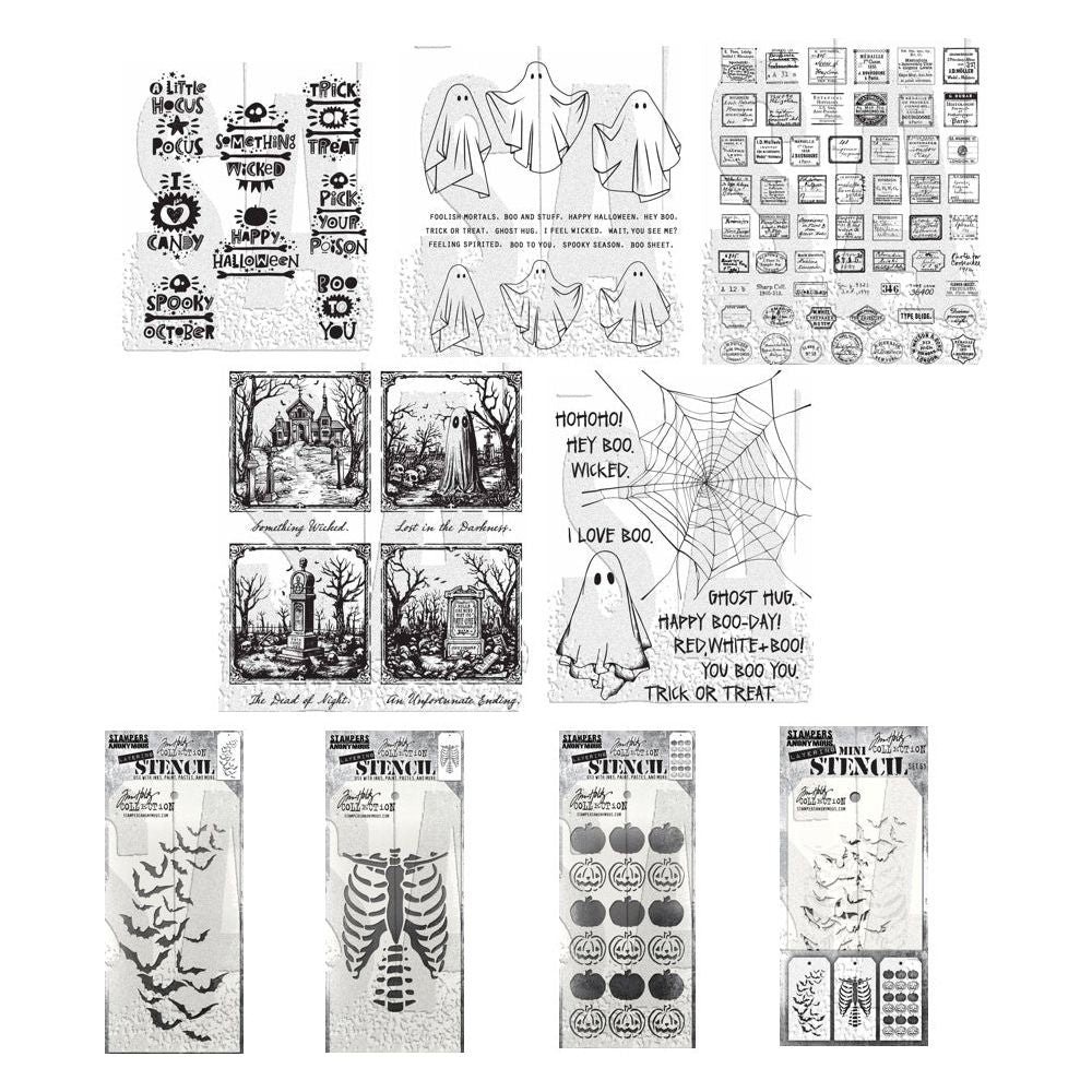 Tim Holtz I Want It All Stamps Stencils 2024 Halloween Edition