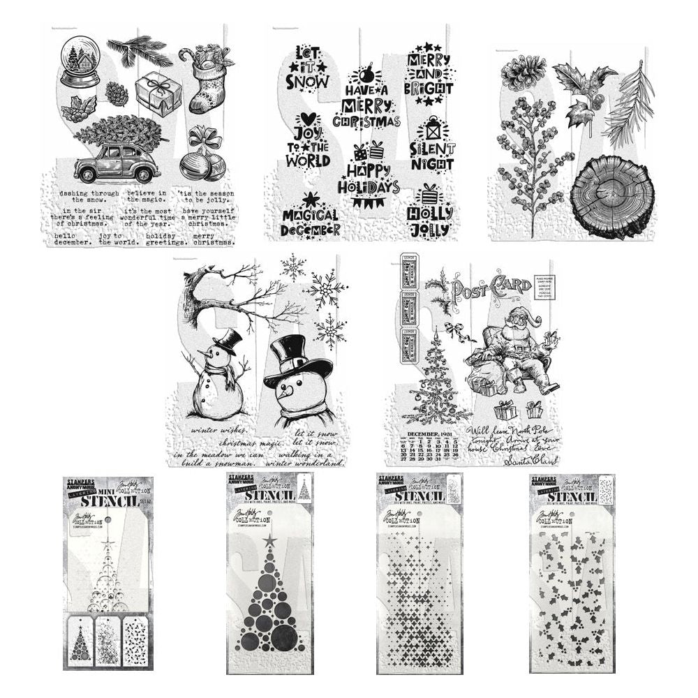 Tim Holtz I Want It All Stamps Stencils 2024 Holiday Winter Edition