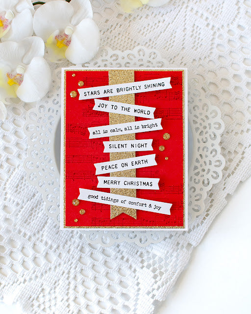 Tim Holtz I Want It All Tiny Text Stamps And Dies Bundle settext26 Heather Hoffman Christmas Carols Card