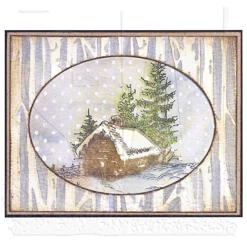 Tim Holtz Layering Stencil BIRCH THS069 cabin