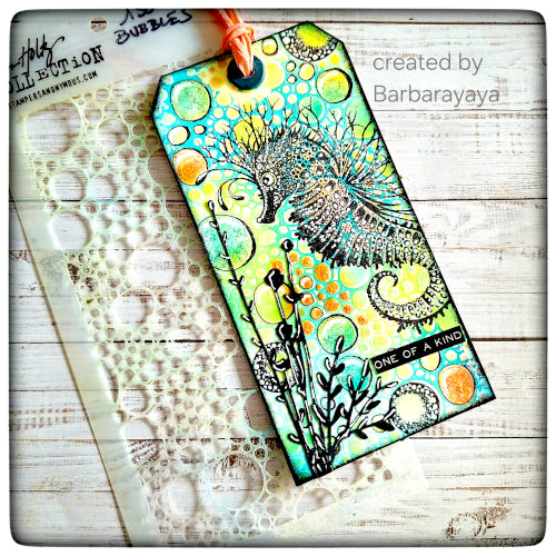 Tim Holtz Layering Stencil Bubbles ths138 sea horse