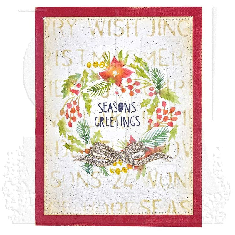 Tim Holtz Layering Stencil CHRISTMAS THS030 season's greetings wreath