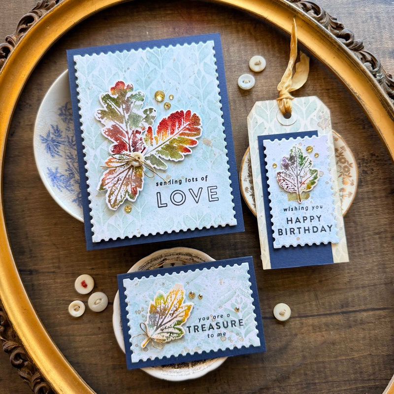 Tim Holtz Layering Stencil Deco Floral ths182 blue backgrounds card tag paula chaney