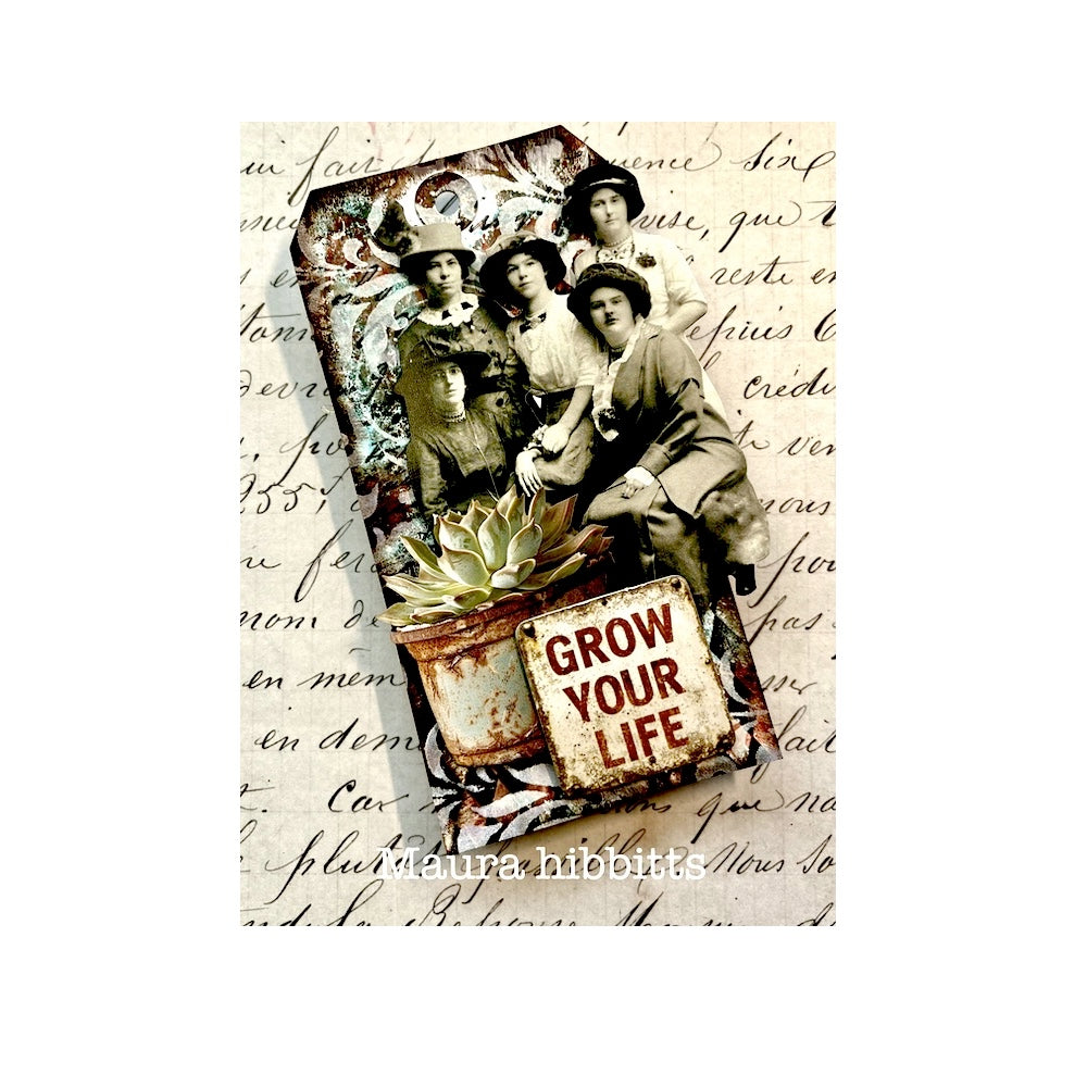 Tim Holtz Layering Stencil Flourish ths032 best friends tag maura hibbitts | color-code:ALT04