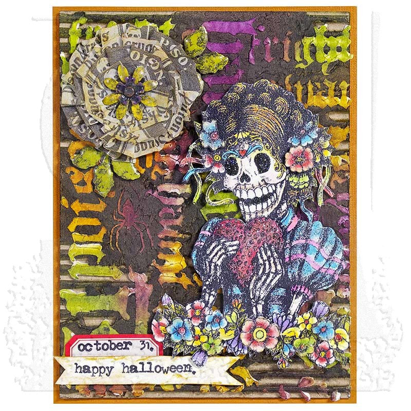 Tim Holtz Layering Stencil HALLOWEEN SCRIPT THS063 skeleton