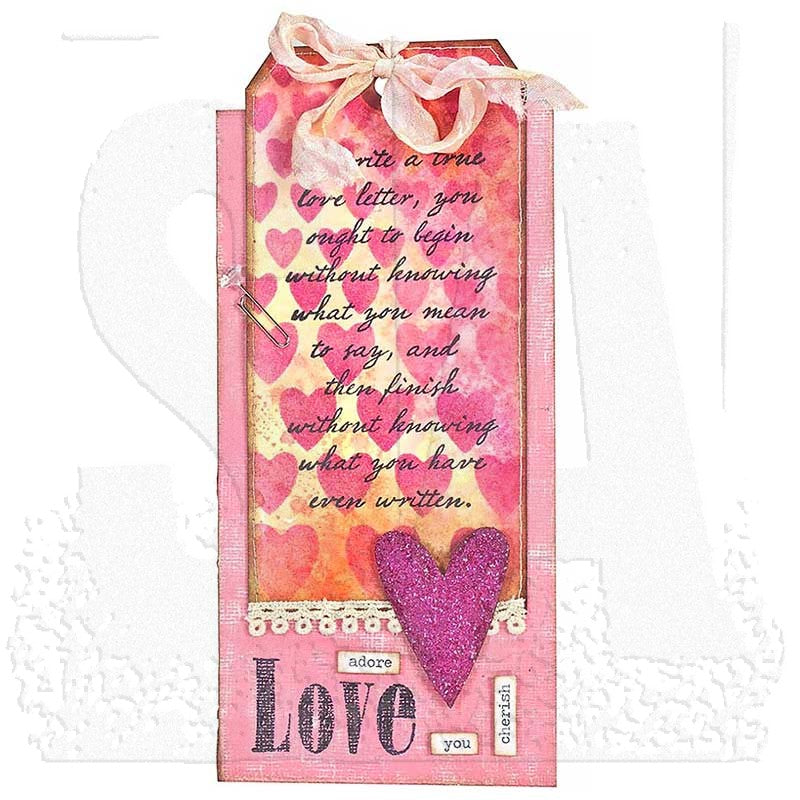 Tim Holtz Layering Stencil HEARTS THS017 tag