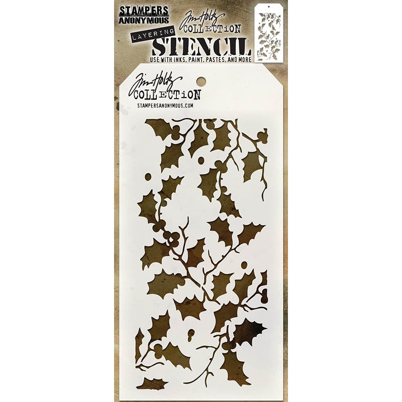 Tim Holtz Layering Stencil HOLLY BOUGH THS015