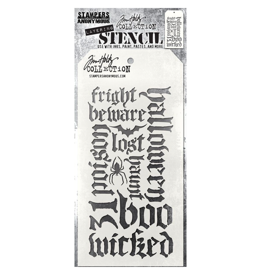 Tim Holtz Layering Stencil Halloween Script ths063