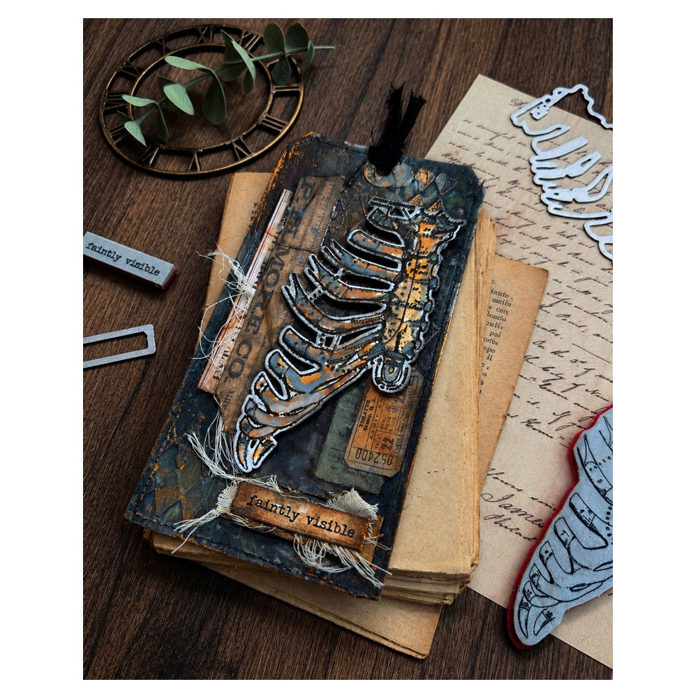 Tim Holtz Layering Stencil Harlequin ths016 bones dark tag zoey scarpelli | color-code:ALT02