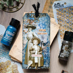 Tim Holtz Layering Stencil Hive ths105 blue background | color-code:ALT01