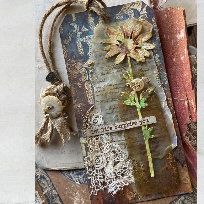 Tim Holtz Layering Stencil LINEN THS061 flower