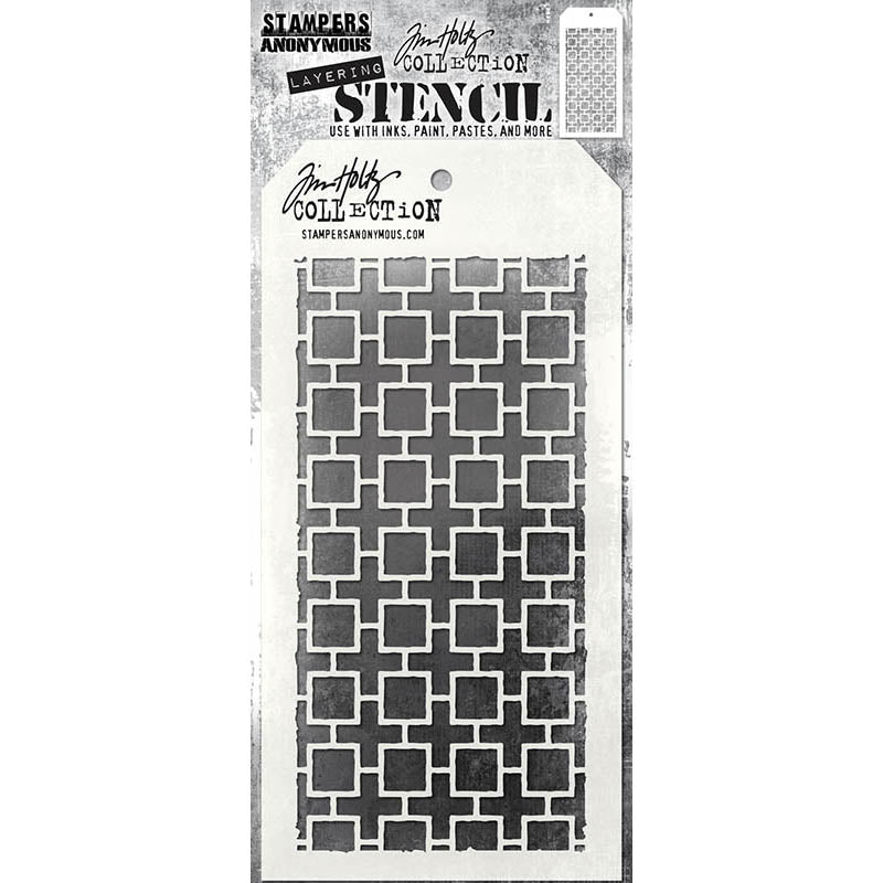 Tim Holtz Layering Stencil LINKED SQUARES THS157
