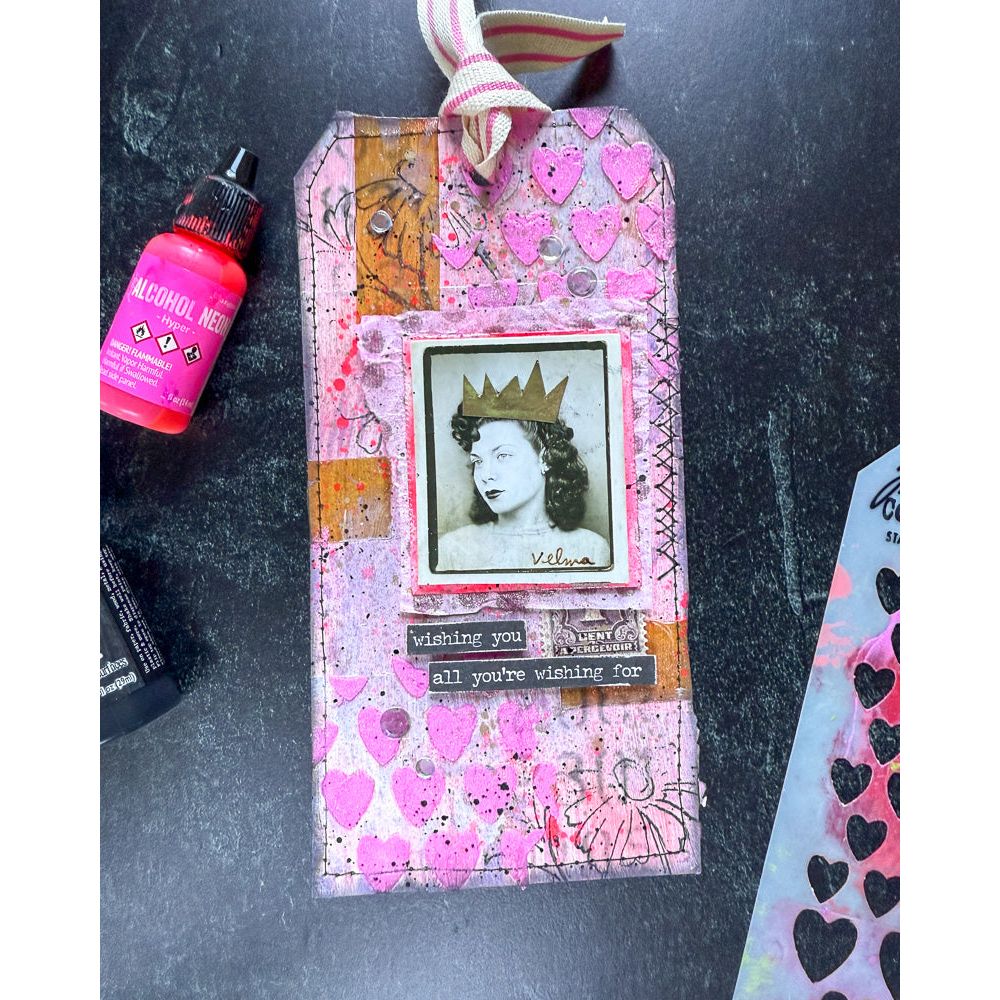 Tim Holtz Layering Stencil NUMERIC THS054 pink | color-code:ALT01