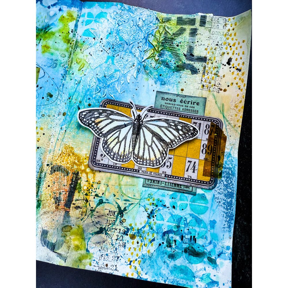 Tim Holtz Layering Stencil RINGER THS056 watercolor | color-code:ALT01