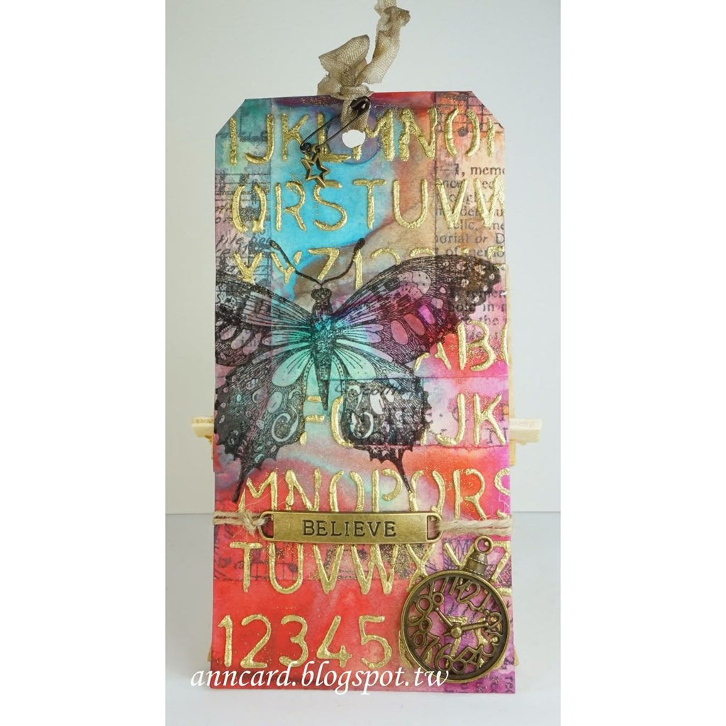 Tim Holtz Layering Stencil SCHOOLHOUSE THS011 tag