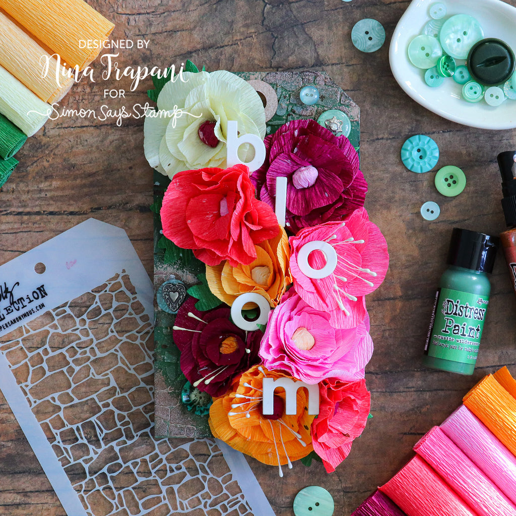 Tim Holtz Layering Stencil Stone ths086 flowers