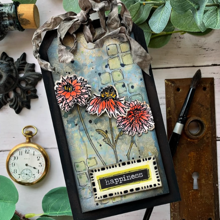 Tim Holtz Layering Stencil  TILES THS042 flowers