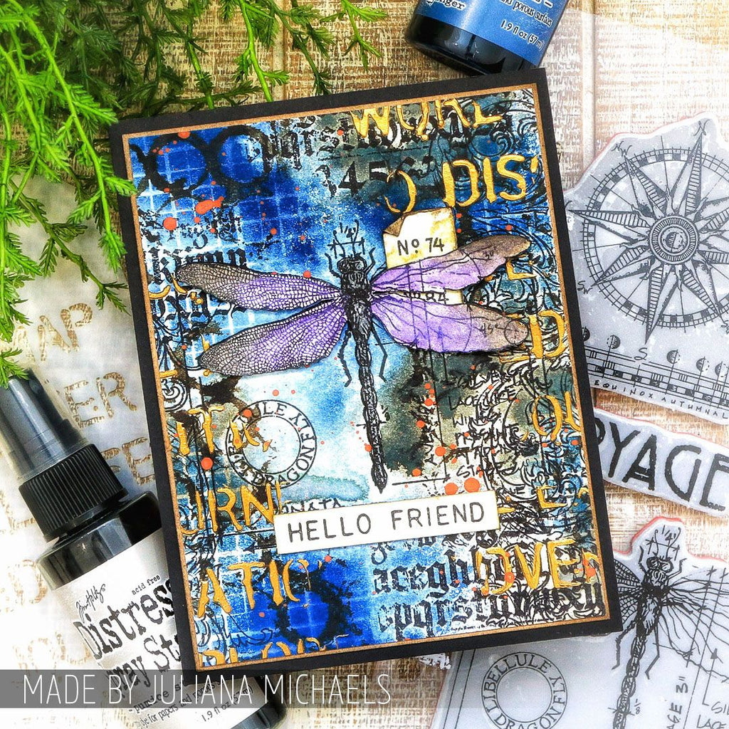 Tim Holtz Layering Stencil  TRAVELER THS043 dragonfly