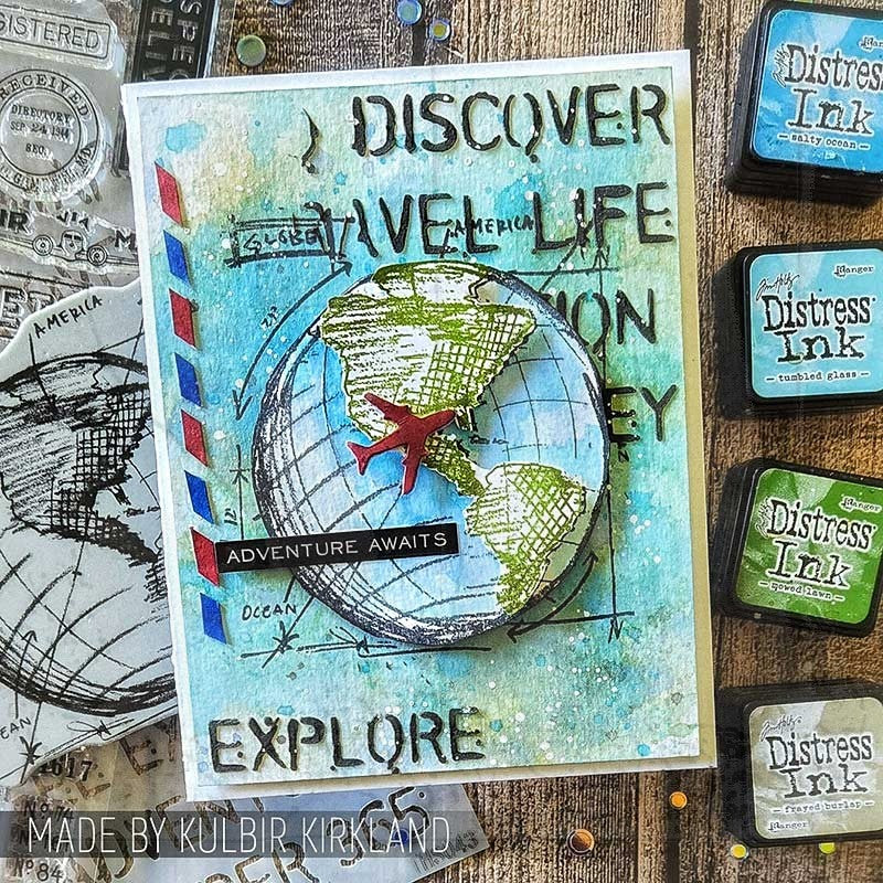 Tim Holtz Layering Stencil  TRAVELER THS043 globe