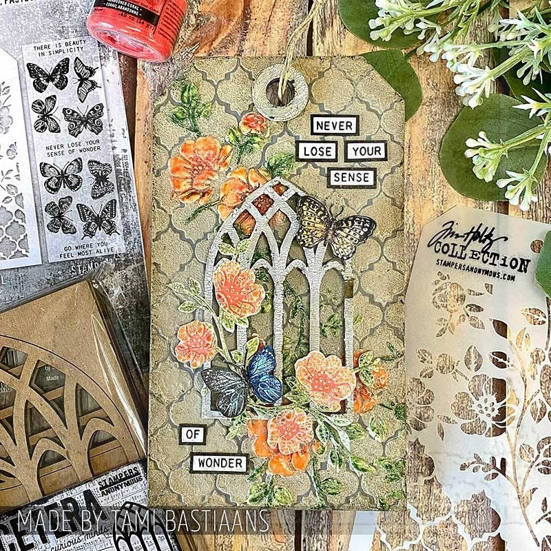 Tim Holtz Layering Stencil Trellis ths074 butterflies