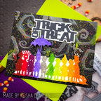 Tim Holtz Layering Stencil Twisted ths065 rainbow of people trick or treat card keisha charles