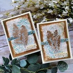 Tim Holtz Leaf Prints Stamps with Simon Says Stamp Dies Bundle setlp26 Cathie Cowles Textural Autumn Cards