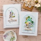 Tim Holtz Leaf Prints Stamps with Simon Says Stamp Dies Bundle setlp26 Paula Cheney Elegant Arched Leaf Cards