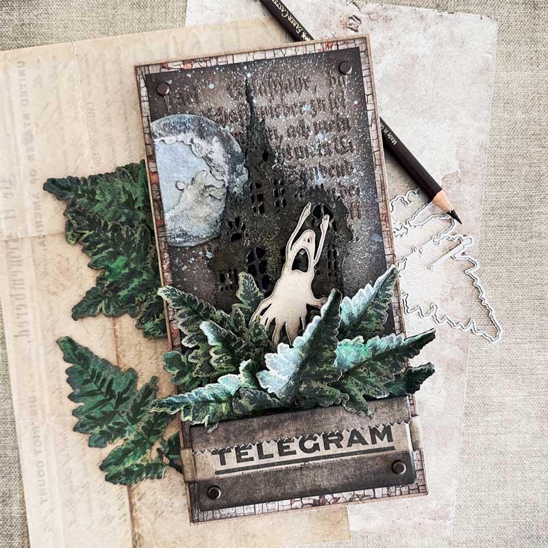 Tim Holtz Leaf Prints Stamps with Simon Says Stamp Dies Bundle setlp26 Renée Bergeron Spooky Card