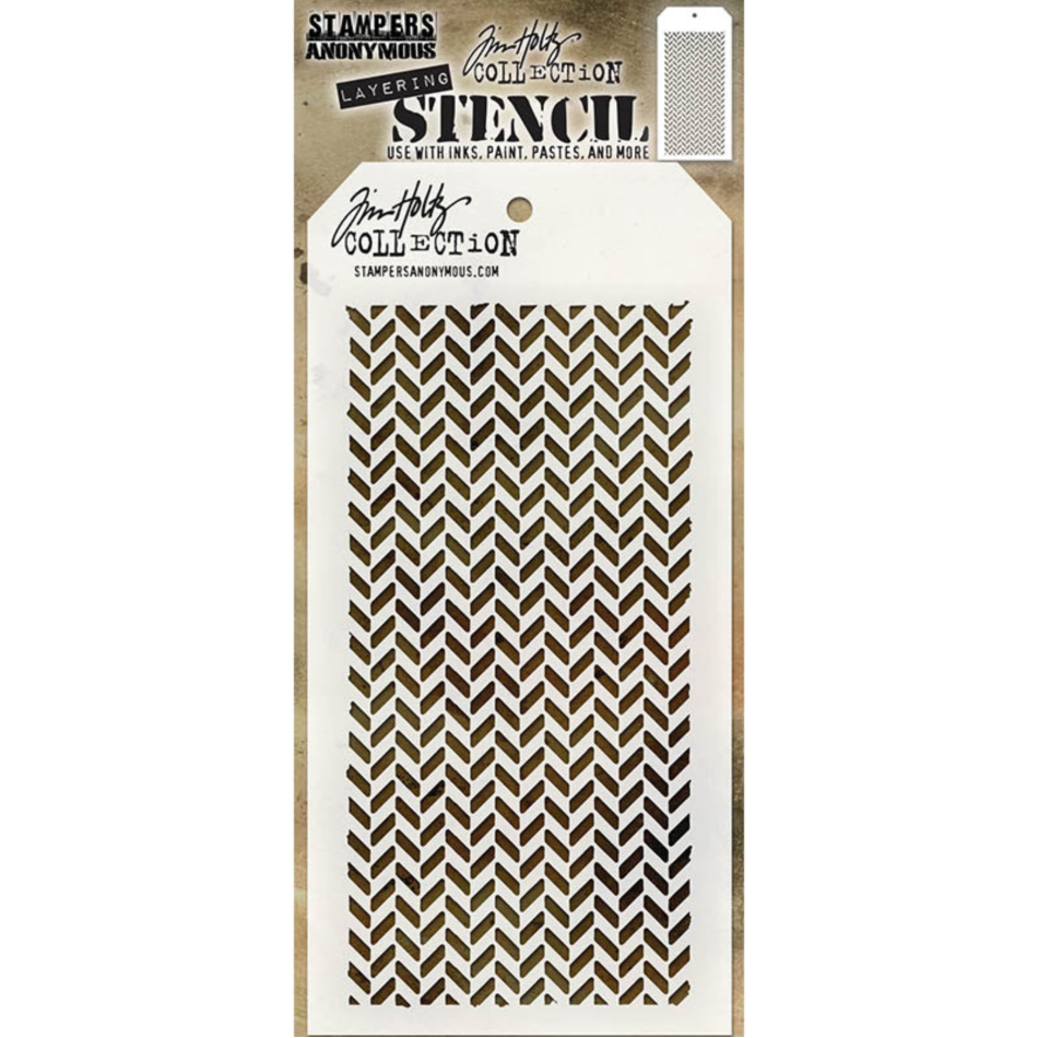 Tim Holtz MINI STENCIL SET 13 MST013 herringbone
