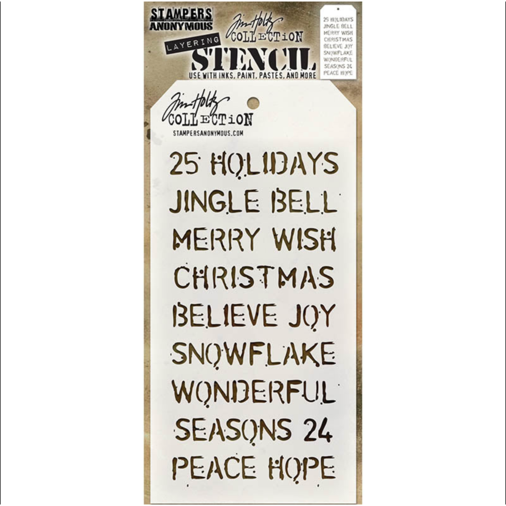 Tim Holtz MINI STENCIL SET 18 MST018 holiday words