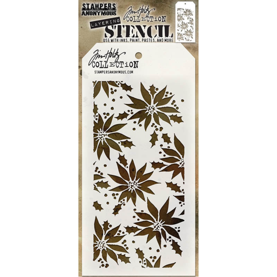 Tim Holtz MINI STENCIL SET 19 MST019 poinsettias