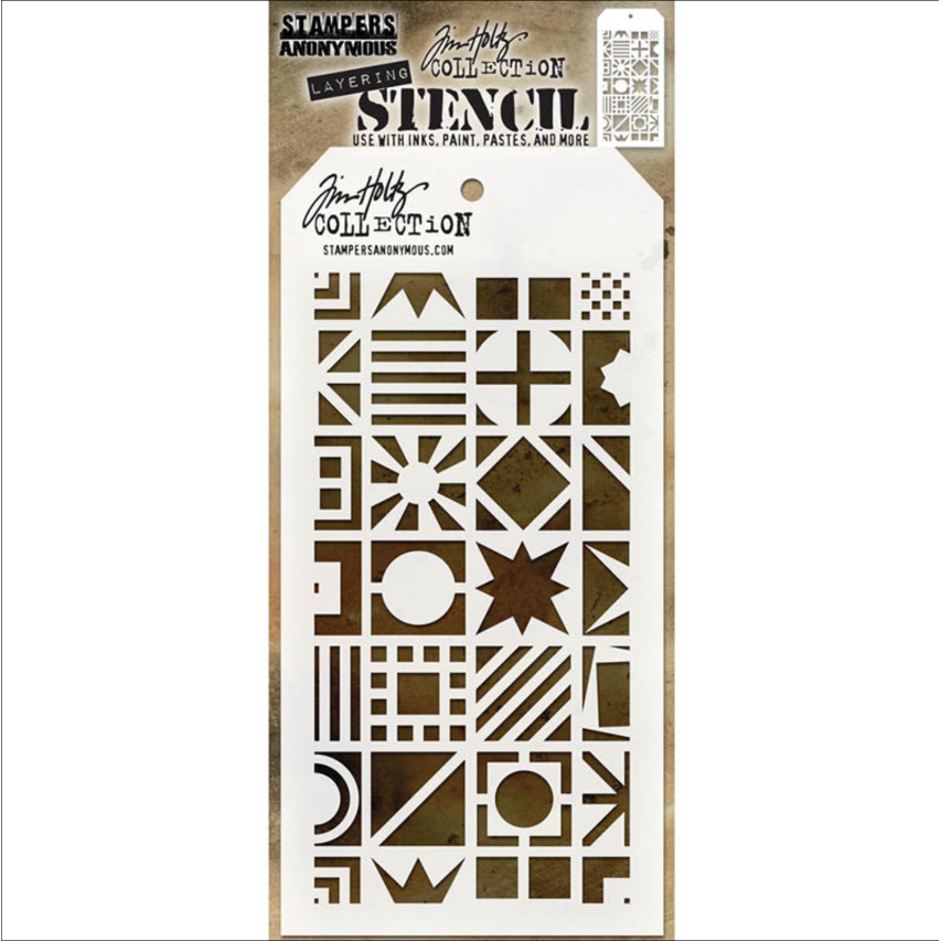Tim Holtz MINI STENCIL SET 41 MST041 cube