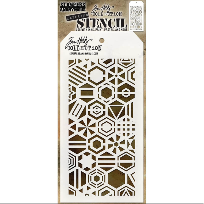 Tim Holtz MINI STENCIL SET 41 MST041 hex