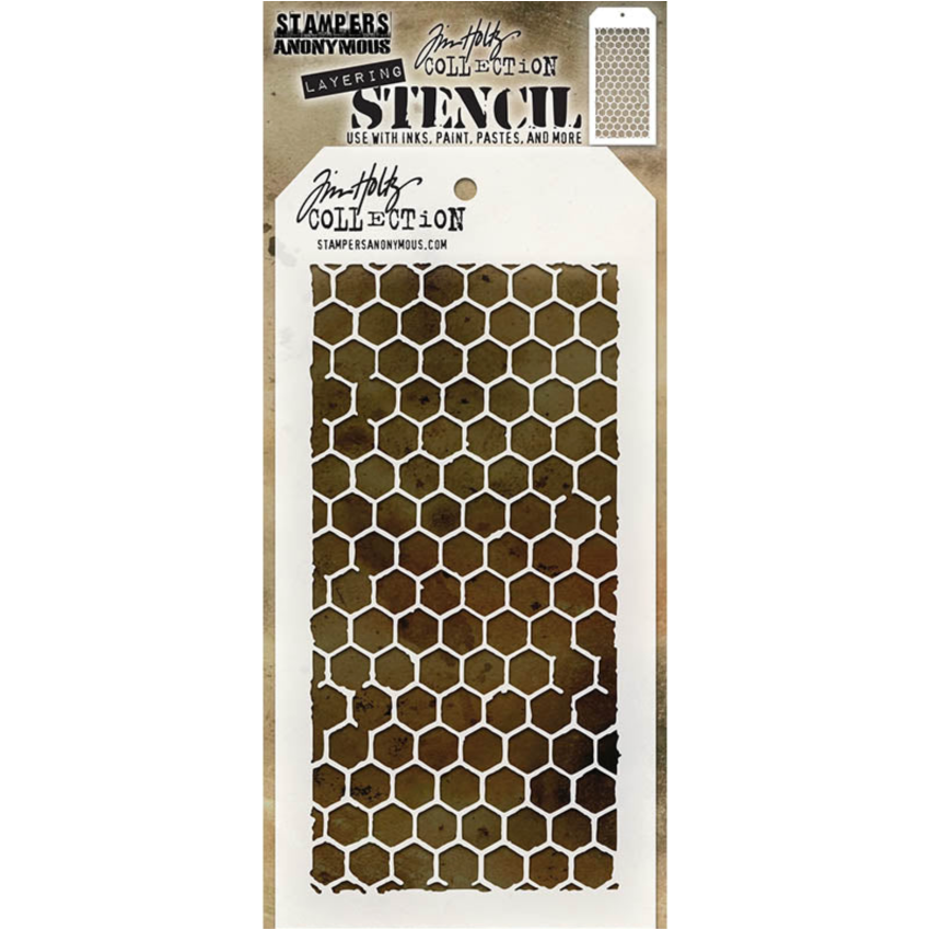 Tim Holtz MINI STENCIL SET 8 MST008 honeycomb
