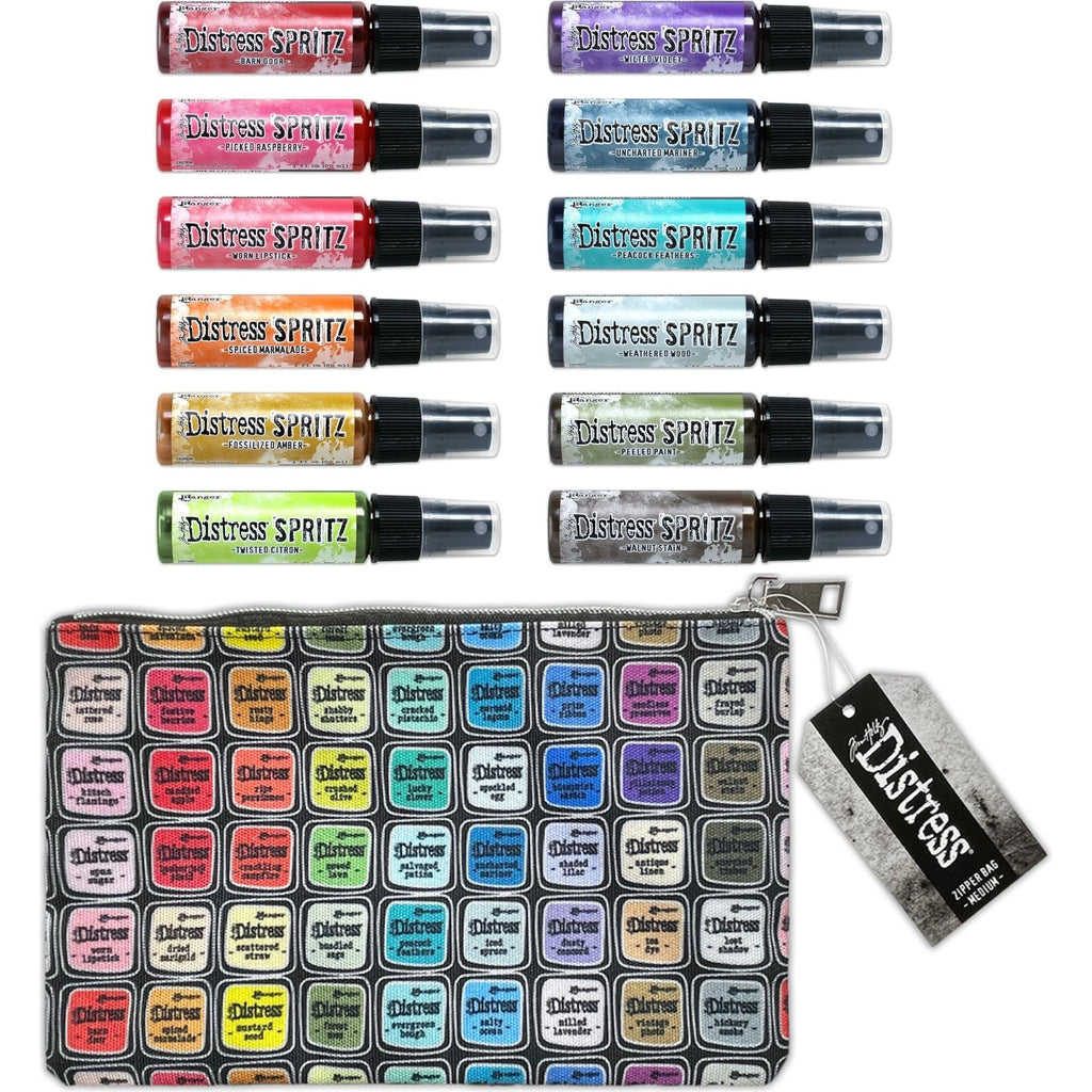 Tim Holtz Medium 6 x 10 Distress Zipper Bag And Distress Spritz Bundle 1