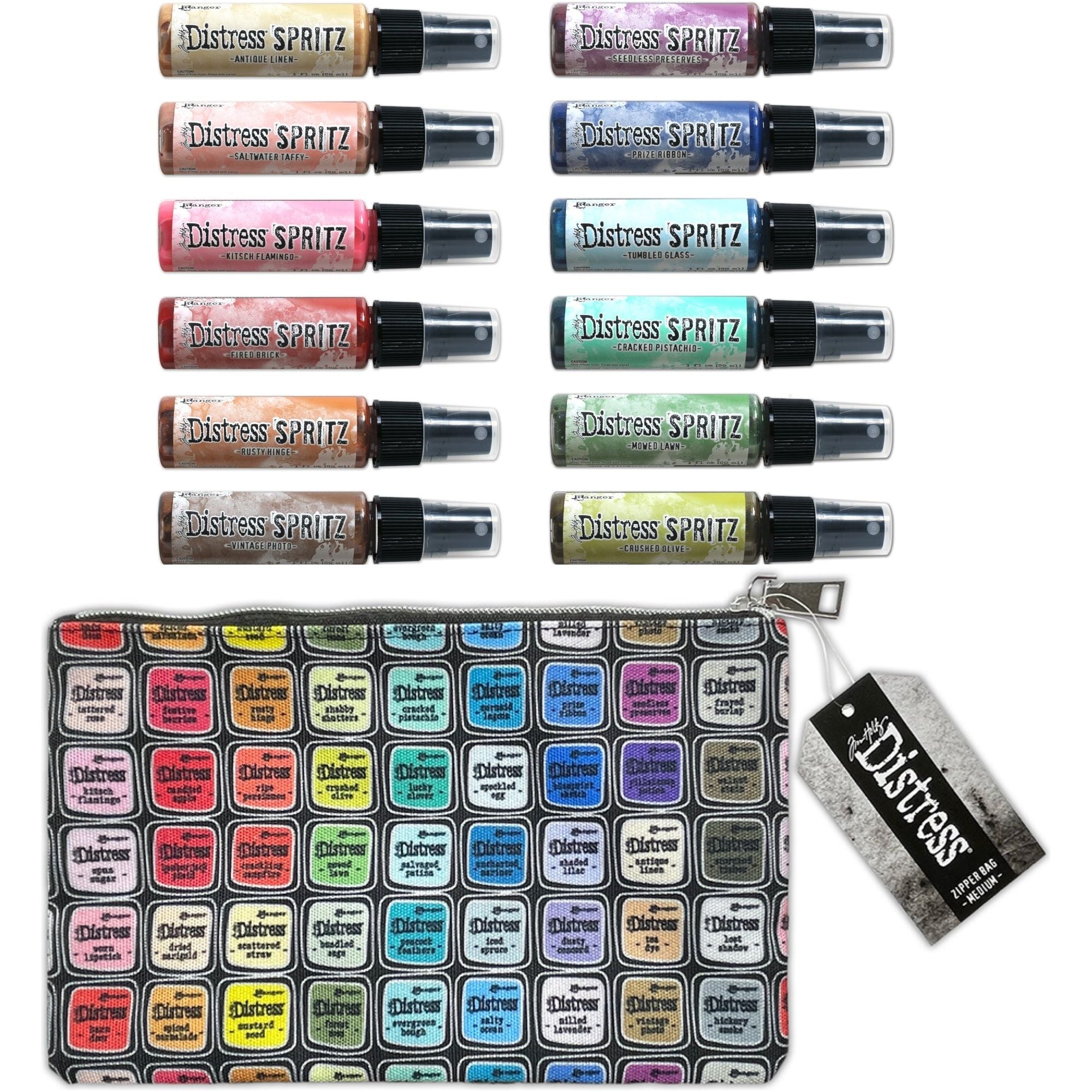 Tim Holtz Medium 6 x 10 Distress Zipper Bag And Distress Spritz Bundle 2