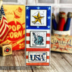 Tim Holtz Mini Blueprints Strip AMERICANA Cling Rubber Stamps THMB006 stripes
