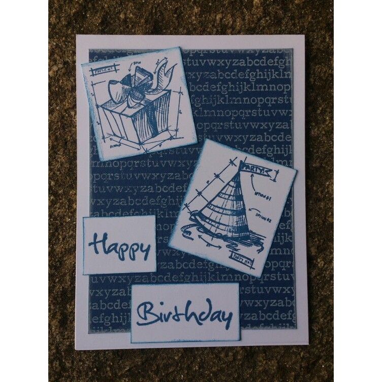 Tim Holtz Mini Blueprints Strip Cling Stamps 3""X10""-Christmas #3
