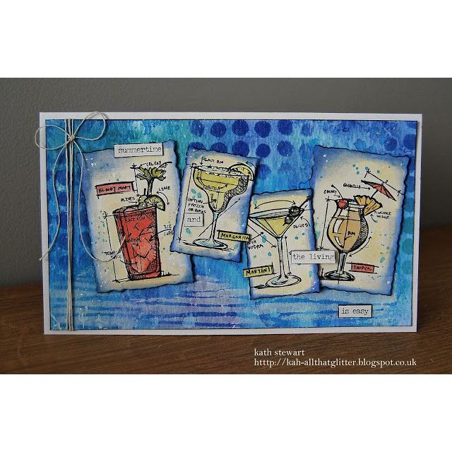 Tim Holtz Mini Blueprints Strip COCKTAILS Cling Rubber Stamps THMB030 cocktails