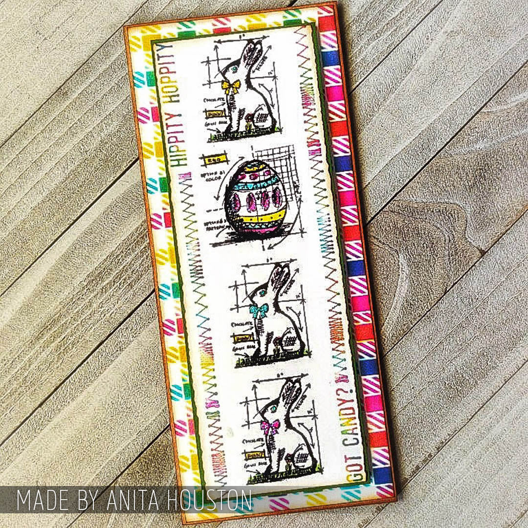 Tim Holtz Mini Blueprints Strip Easter Cling Rubber Stamps thmb005 candy
