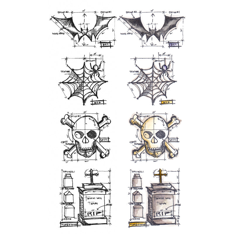 Tim Holtz Mini Blueprints Strip HALLOWEEN Cling Ruber Stamp THMB002

