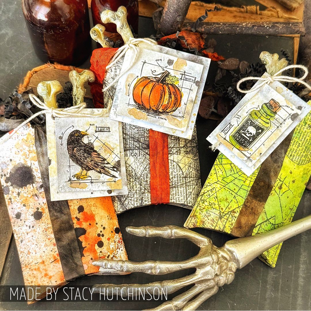 Tim Holtz Mini Blueprints Strip Halloween 2 Cling Rubber Stamps thmb013 tags