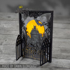 Tim Holtz Mini Blueprints Strip Halloween Cling Rubber Stamp THMB002 fold out gates spooky card dawn blomquist