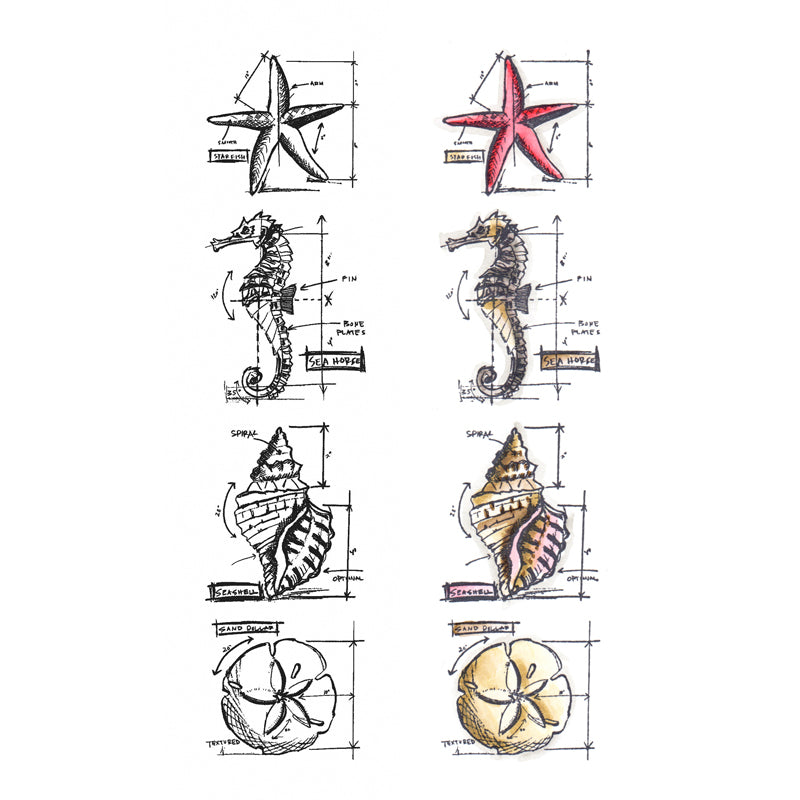 Tim Holtz Mini Blueprints Strip NAUTICAL Cling Rubber Stamps THMB017
