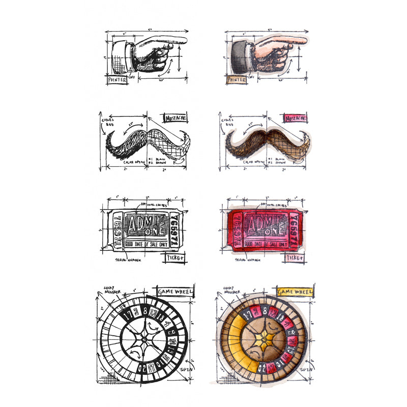 Tim Holtz Mini Blueprints Strip RINGMASTER Cling Rubber Stamps THMB010
