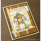 Tim Holtz Mini Blueprints Strip ROBOT Cling Rubber Stamps THMB026 birthday