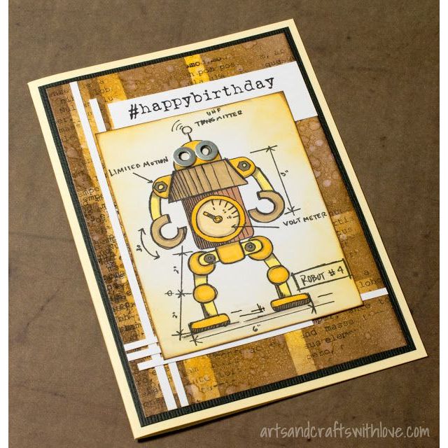 Tim Holtz Mini Blueprints Strip ROBOT Cling Rubber Stamps THMB026 birthday